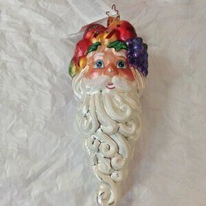 Christopher Radko Santa Ornament - Fruit Crown Glass Christmas Collectible